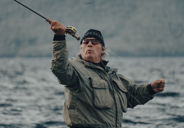Man fishing in Yellowstone National Park