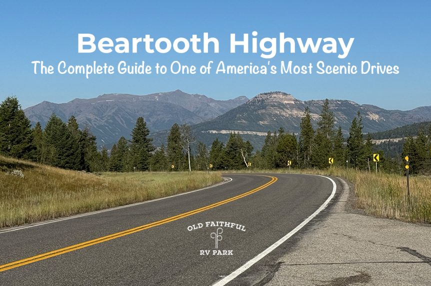 Beartooth Highway: The Complete Guide to One of America's Most Scenic Drives 1 Winding Beartooth Highway road with mountain views and Beartooth Highway blog title overlay